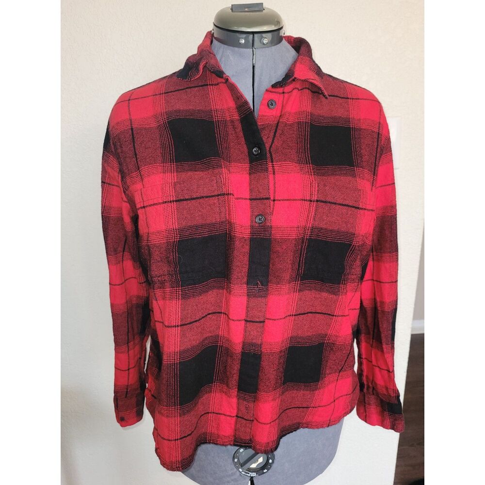 Classic Red Buffalo Check Flannel Button Down - Old Navy "Boyfriend" Fit Size M